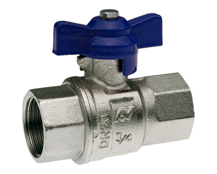 Brass ball valve VS42 BSP FF blue aluminium butterfly handle 1/4''
